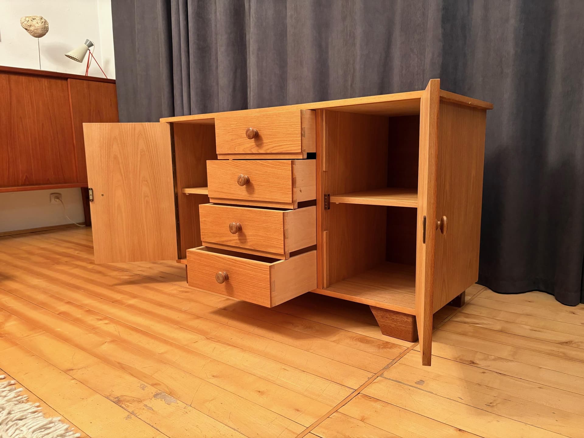 Sideboard, jasnobrązowy, buk, Niemcy, lata 60. - 79791