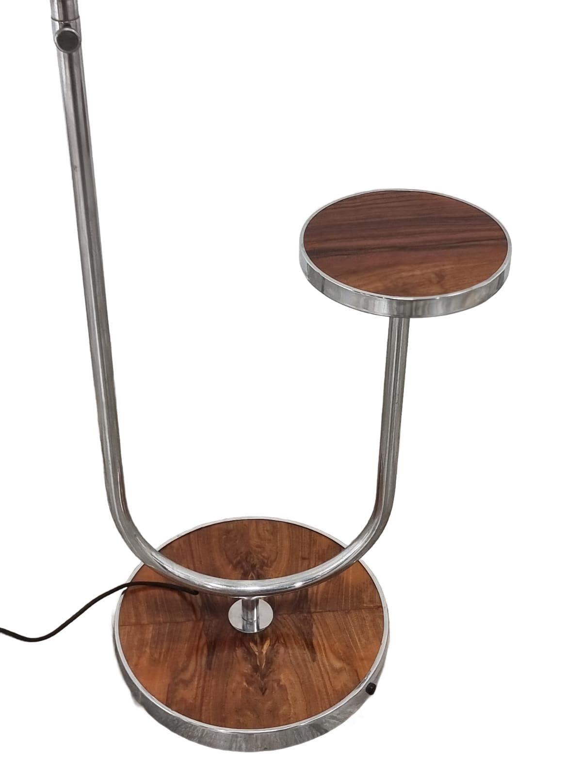 Lamp with side table, brown chrome steel, by R. Slezak, Thonet, Czechoslovakia, 1930s. - 47978