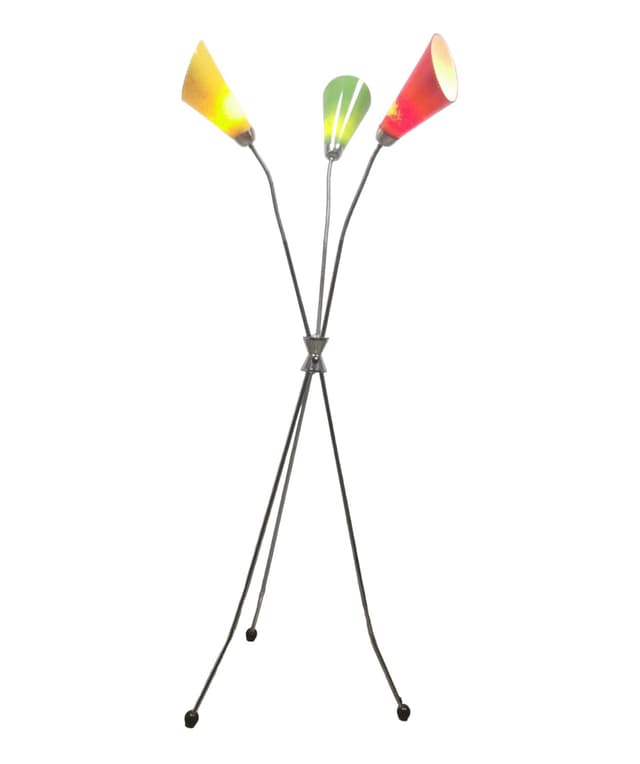 Floor lamp, multicolor, metal, Lidokov, Czechoslovakia, 1960s. - DIMENSION