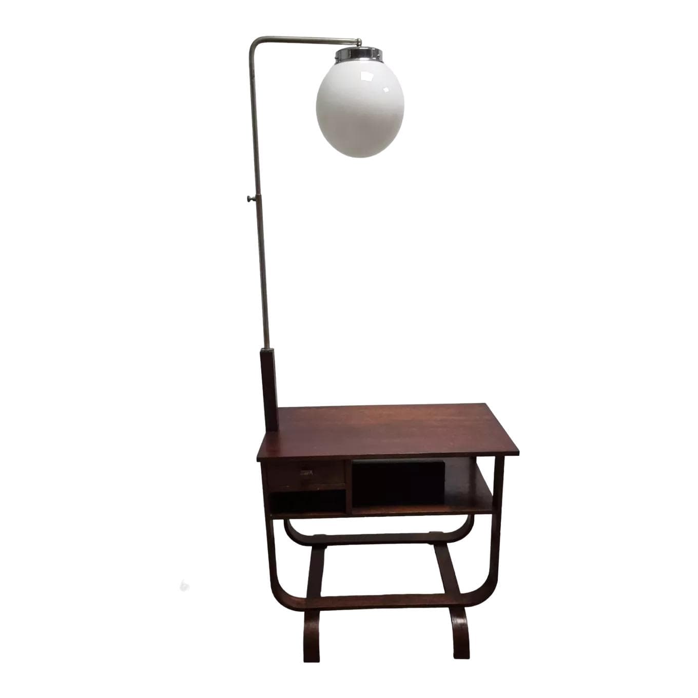 Lamp with Side Table, walnut, by J. Halabala, UP Závody, Czechoslovakia, 1940s.