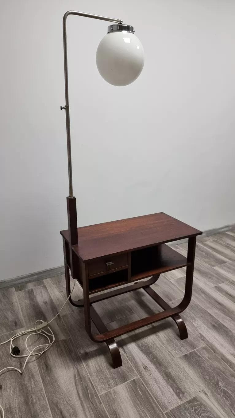 Lamp with Side Table, walnut, by J. Halabala, UP Závody, Czechoslovakia, 1940s. - 48001