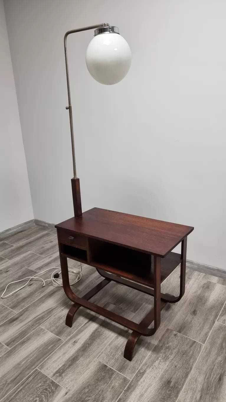 Lamp with Side Table, walnut, by J. Halabala, UP Závody, Czechoslovakia, 1940s. - 48003