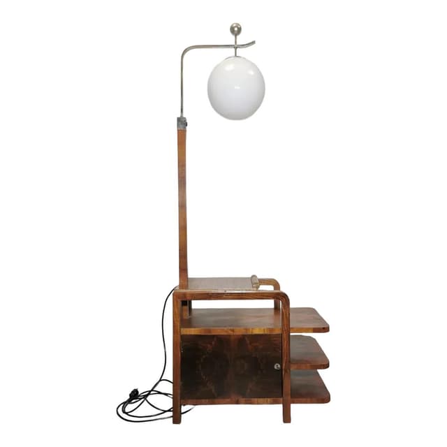 Lamp with side table, walnut, by J. Halabala, UP Závody, Czechoslovakia, 1940s. - DIMENSION