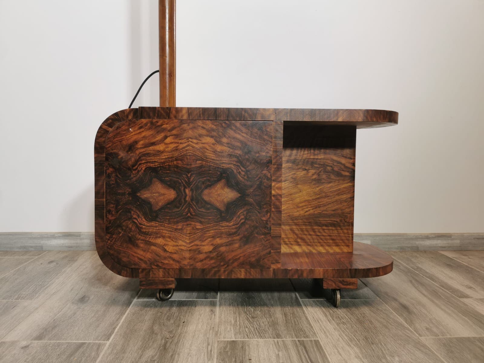 Lamp with Side Table, walnut, chrome, by J. Halabala, UP Závody, Czechoslovakia, 1940s. - 48120