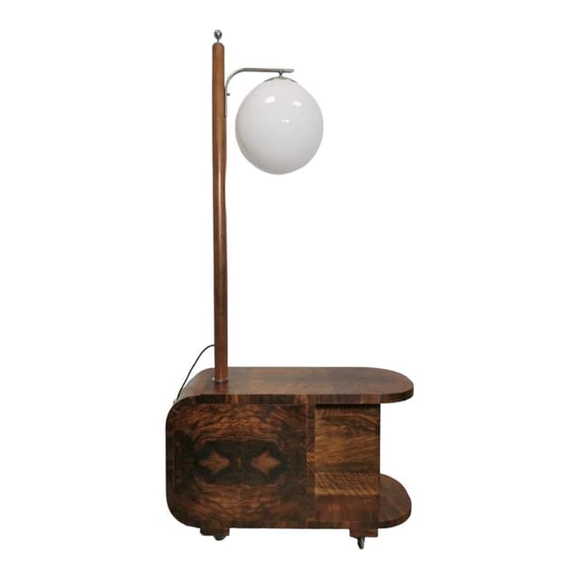 Lamp with Side Table, walnut, chrome, by J. Halabala, UP Závody, Czechoslovakia, 1940s. - DIMENSION