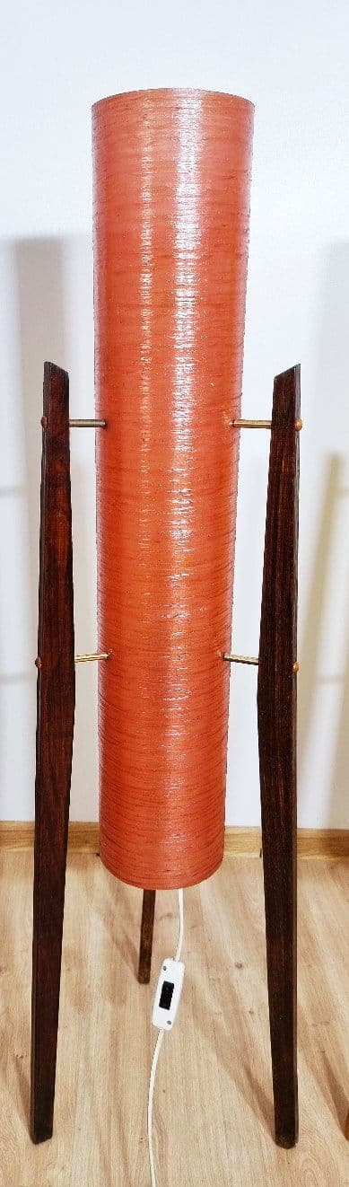 Floor lamp Rakieta, multicolor, fiberglass, wood, Czechoslovakia, 1960s. - 48096