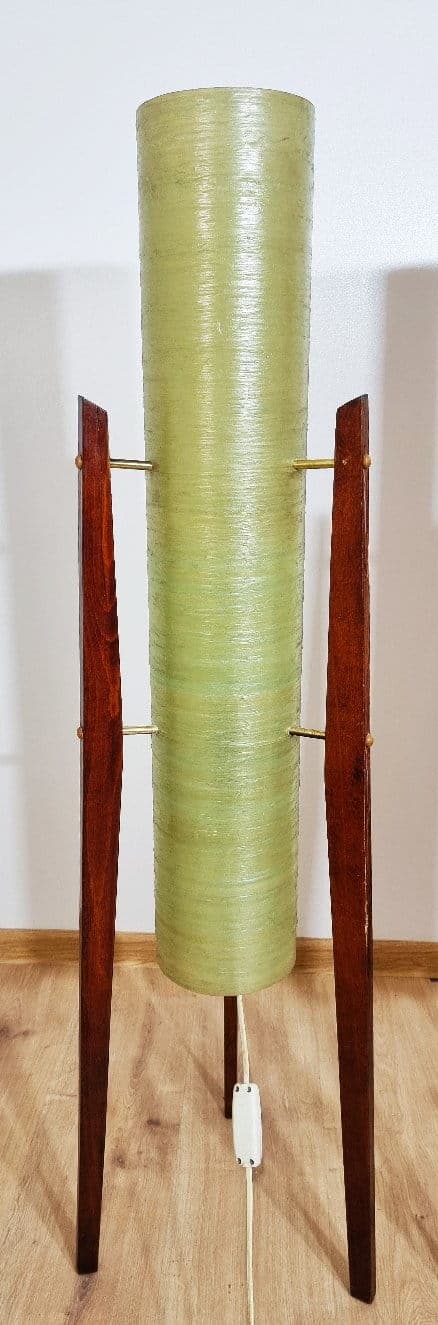 Floor lamp Rakieta, multicolor, fiberglass, wood, Czechoslovakia, 1960s. - 48095