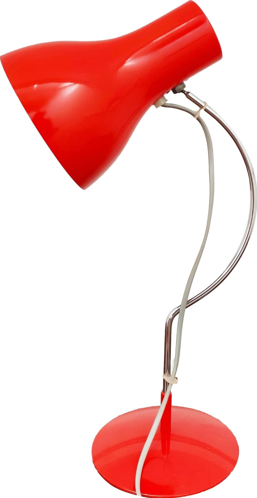 Desk lamp, red metal, by J. Hurka, Napako, Czechoslovakia, 1960s.