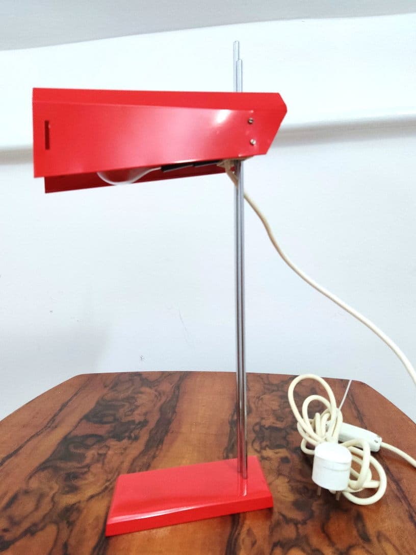 Desk lamp Lidokov, red, chrome metal, Czechoslovakia, 1960s. - 48078