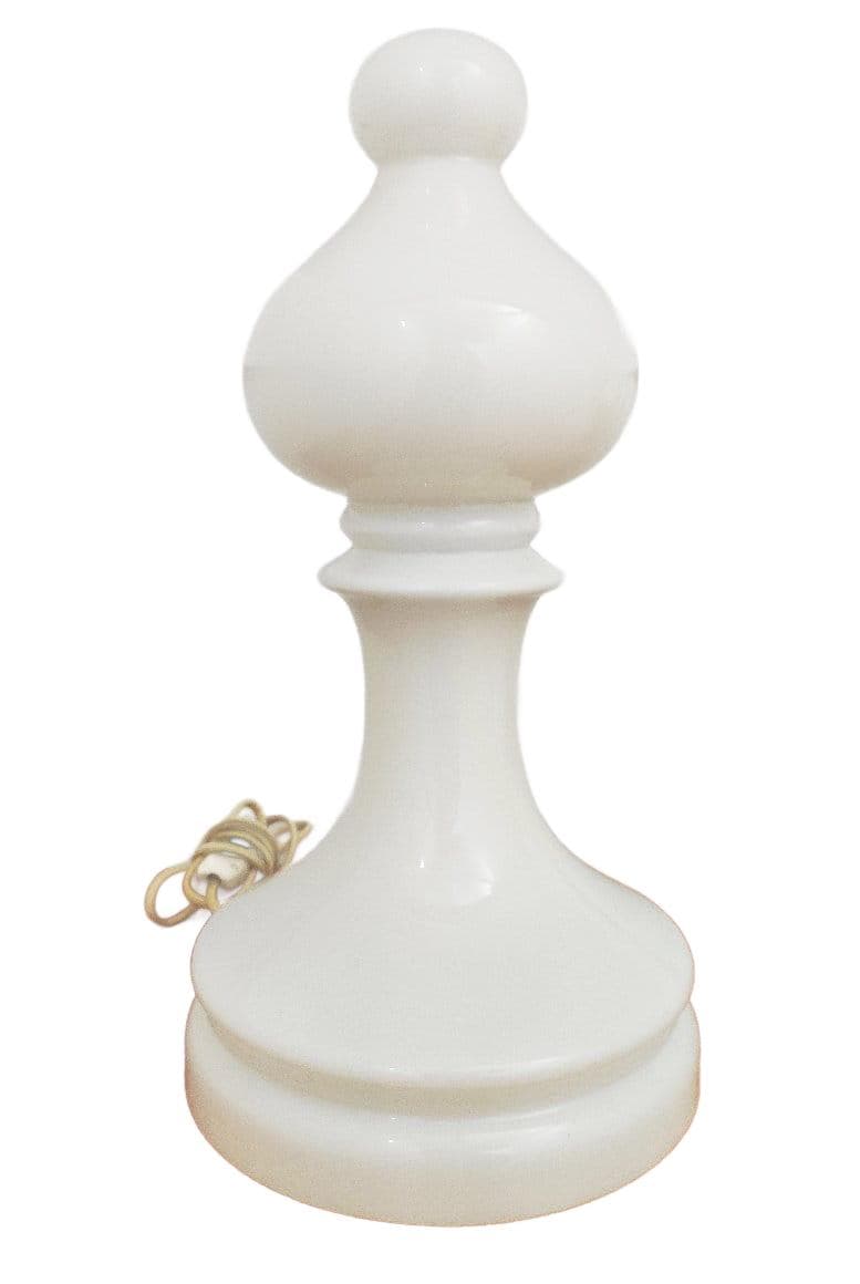 Table lamp Chess Piece, white glass, by I. Jakeš, Czechoslovakia, 1970s.