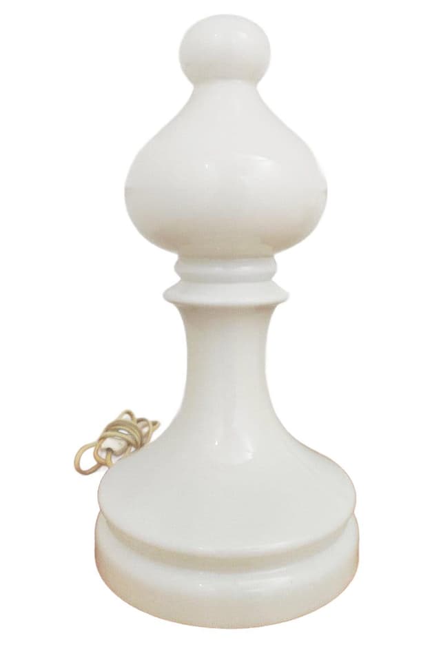 Table lamp Chess Piece, white glass, by I. Jakeš, Czechoslovakia, 1970s. - DIMENSION