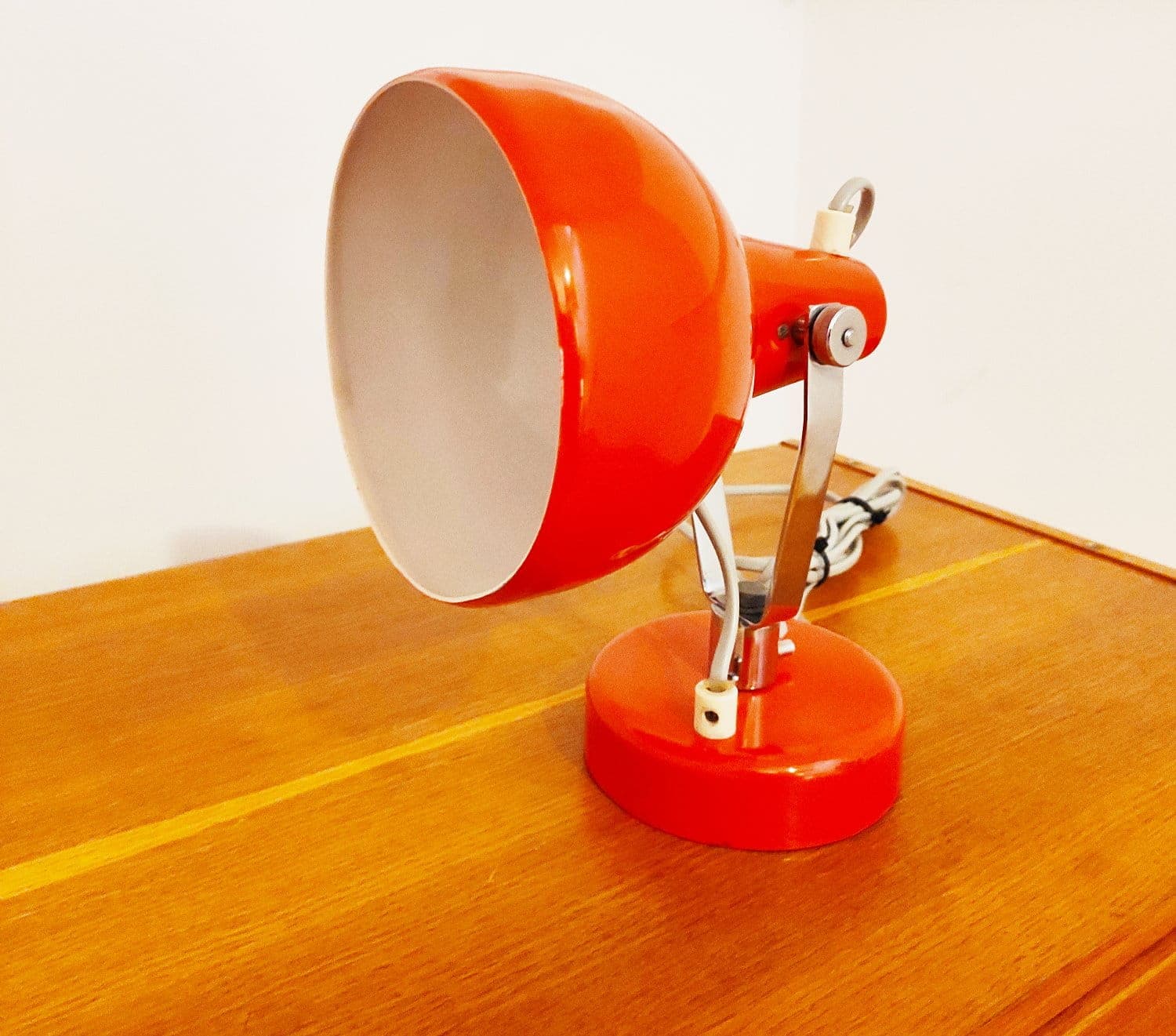 Desk lamp Brusel, orange metal, Czechoslovakia, 1960s. - 48071