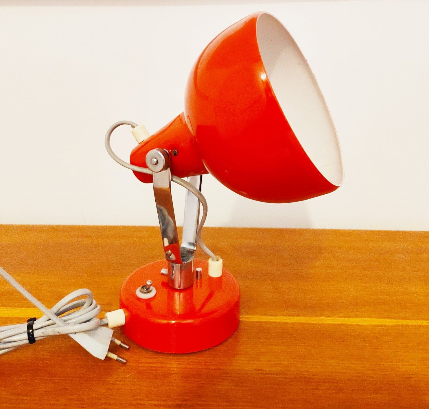 Desk lamp Brusel, orange metal, Czechoslovakia, 1960s. - 48072