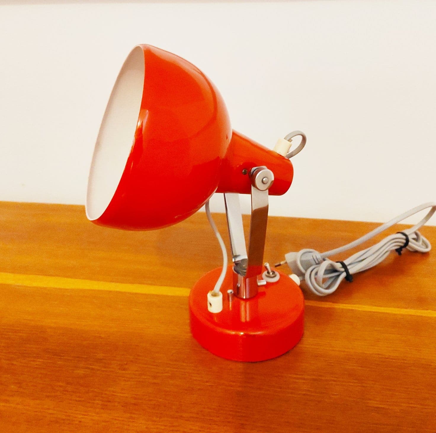 Desk lamp Brusel, orange metal, Czechoslovakia, 1960s. - 48070