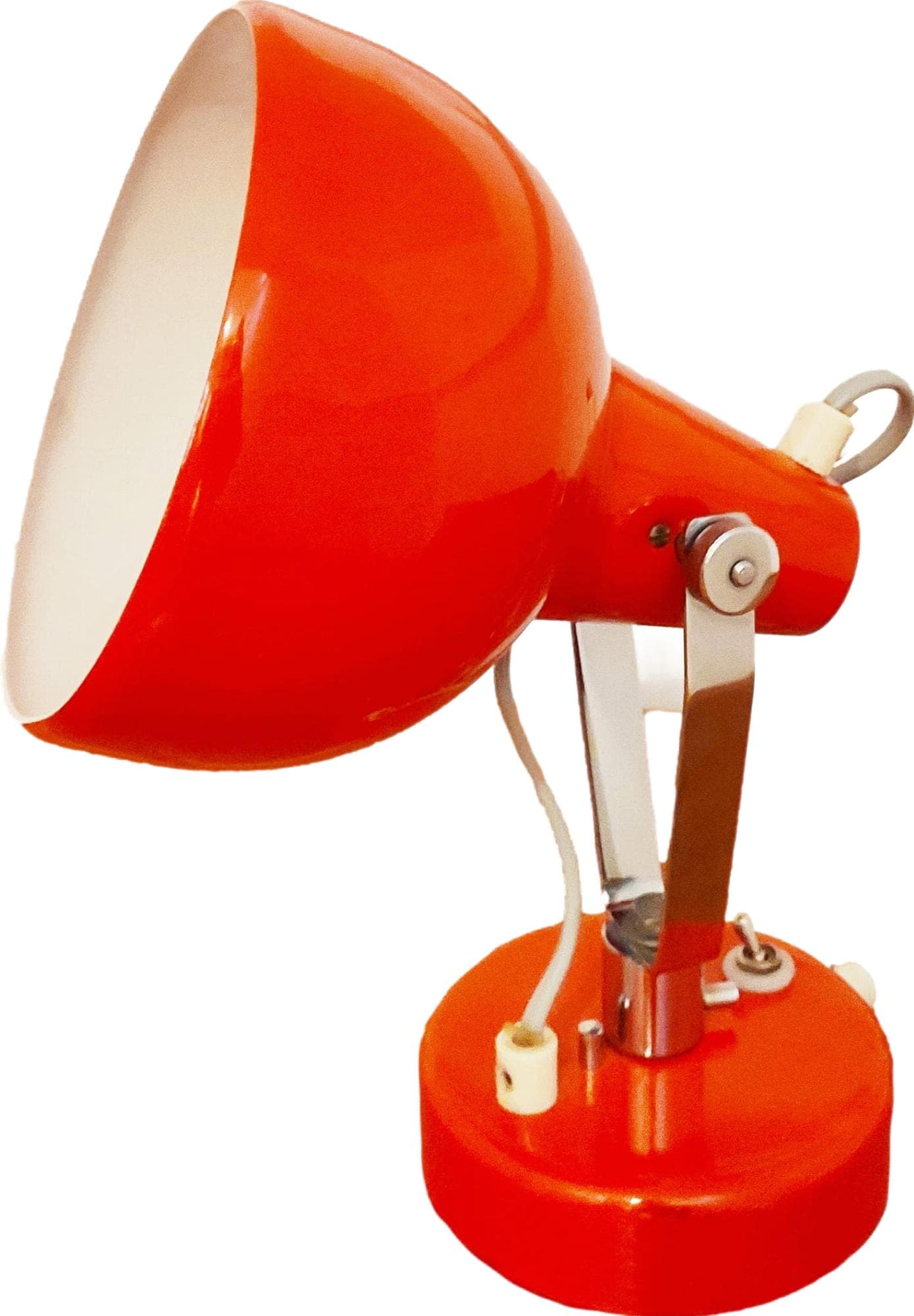 Desk lamp Brusel, orange metal, Czechoslovakia, 1960s.