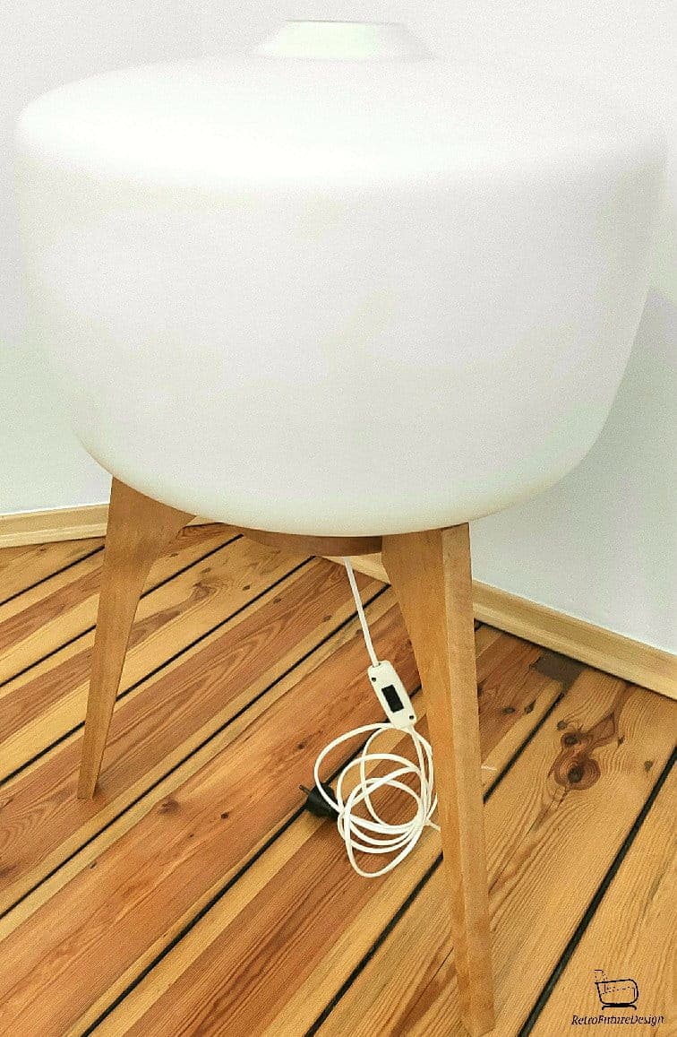 Floor lamp ULUV - Krasna Jizba, white glass, light wood, Czechoslovakia, 1960s. - 48052