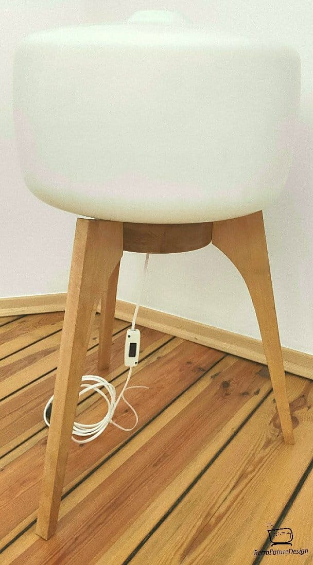 Floor lamp ULUV - Krasna Jizba, white glass, light wood, Czechoslovakia, 1960s. - 48051