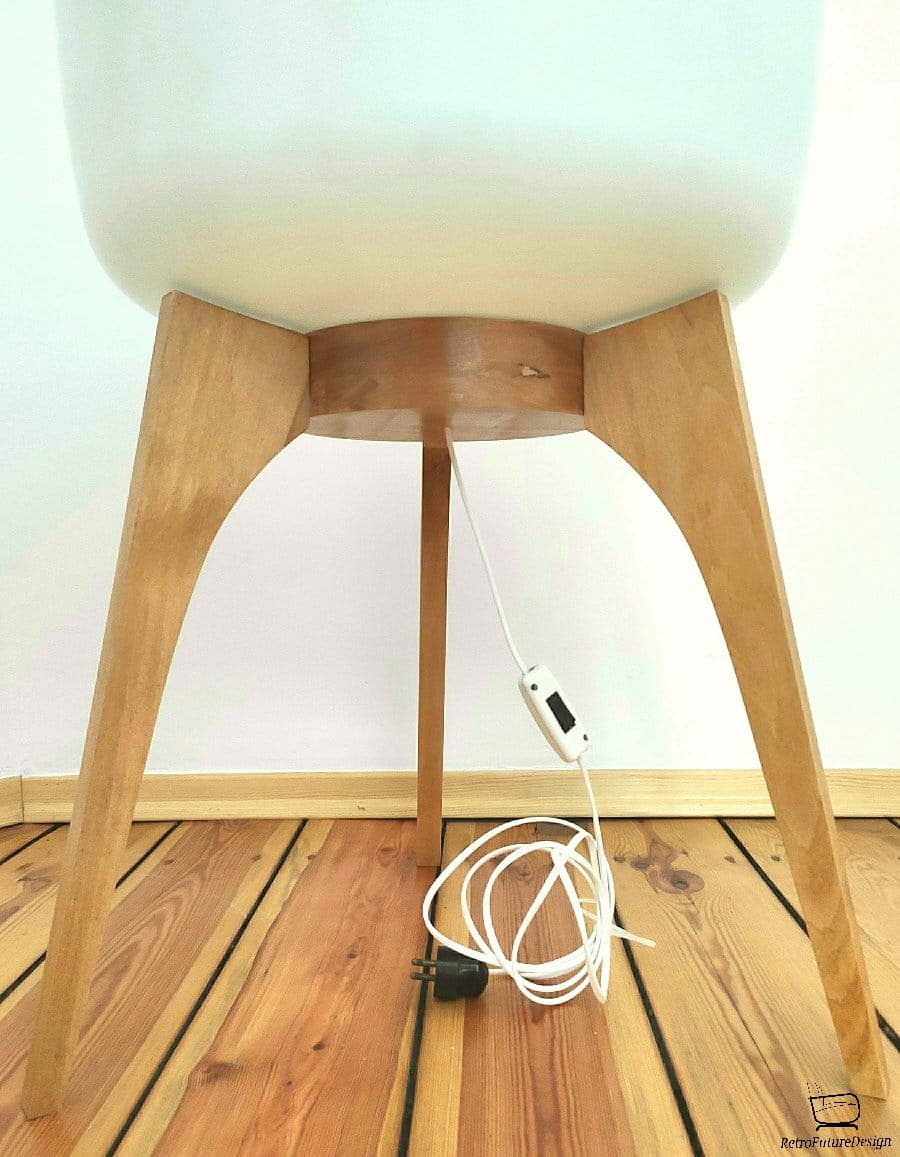 Floor lamp ULUV - Krasna Jizba, white glass, light wood, Czechoslovakia, 1960s. - 48053