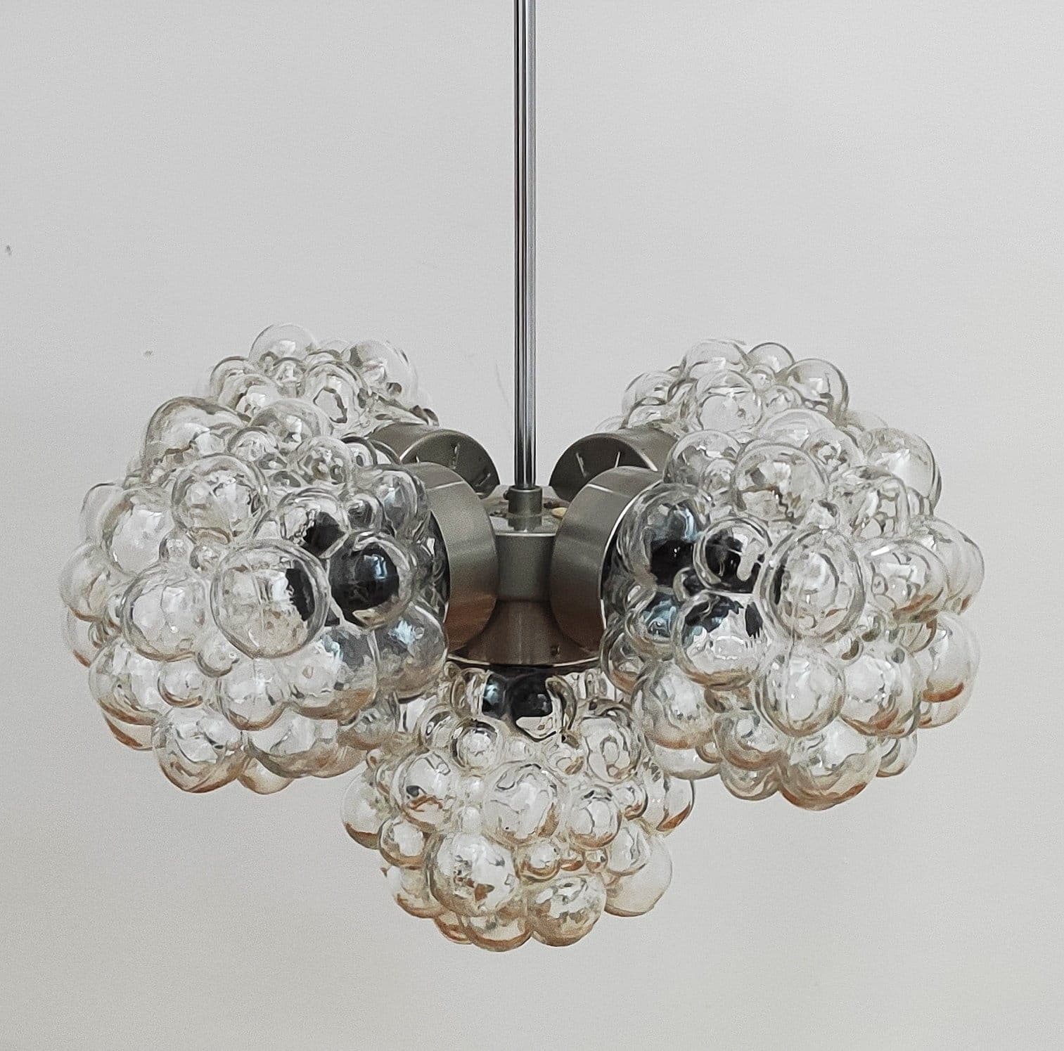 Pendant lamp, transparent glass, Kamenický Šenov, Czechoslovakia, 1960s. - 48038