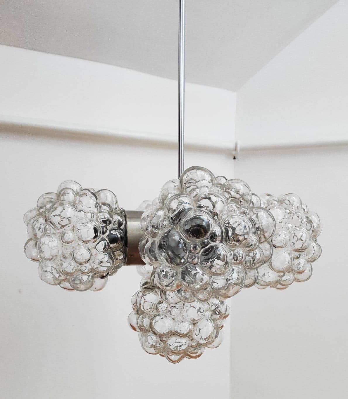 Pendant lamp, transparent glass, Kamenický Šenov, Czechoslovakia, 1960s. - 48037