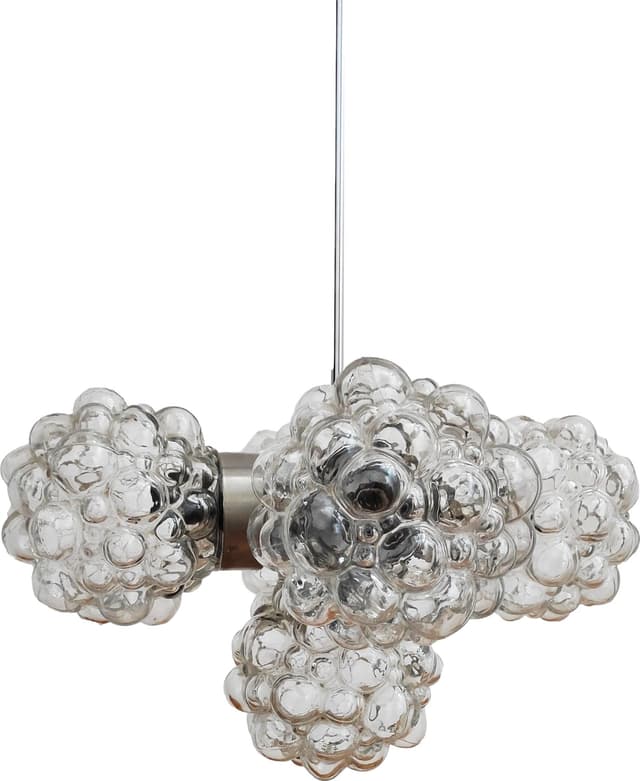 Pendant lamp, transparent glass, Kamenický Šenov, Czechoslovakia, 1960s. - DIMENSION