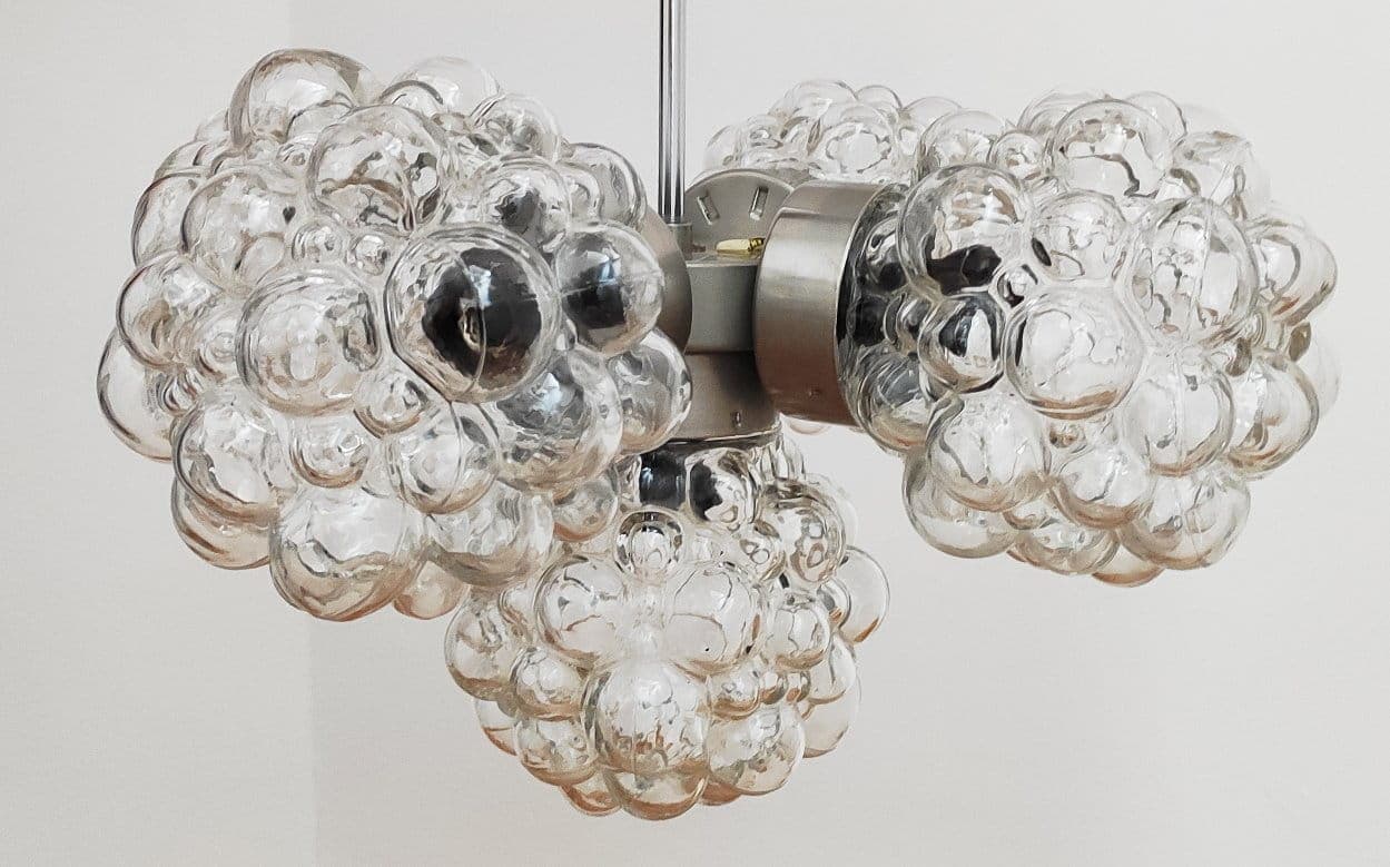 Pendant lamp, transparent glass, Kamenický Šenov, Czechoslovakia, 1960s. - 48039
