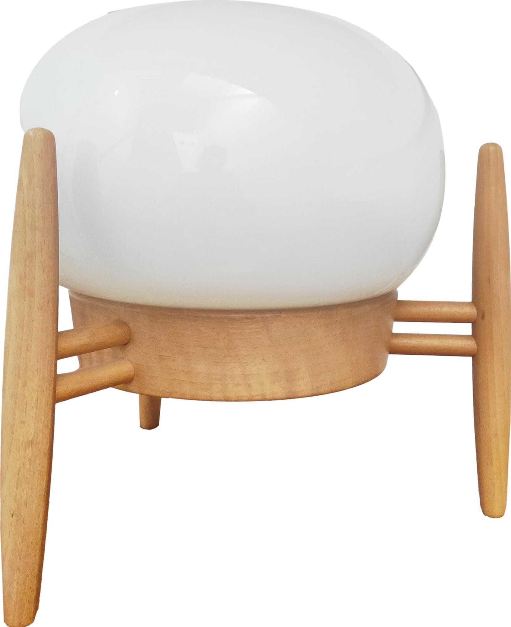 Table Lamp Space Age, white, glass, wood, Czech Republic, 1950s.