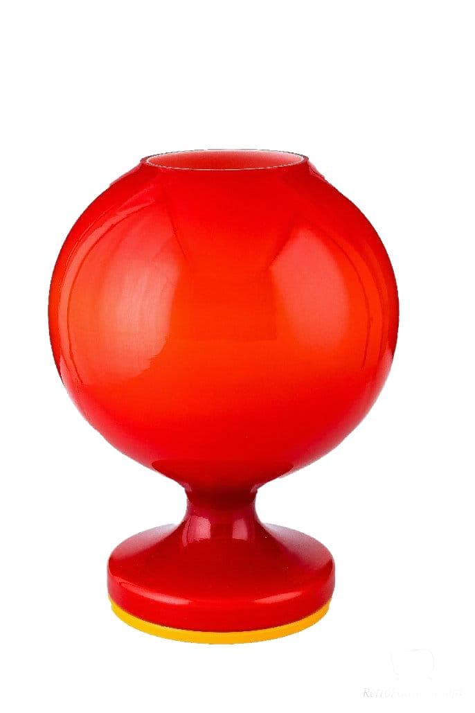 Table lamp Space Age, red glass, by S. Tabera, OPP Jihlava, Czechoslovakia, 1970s.