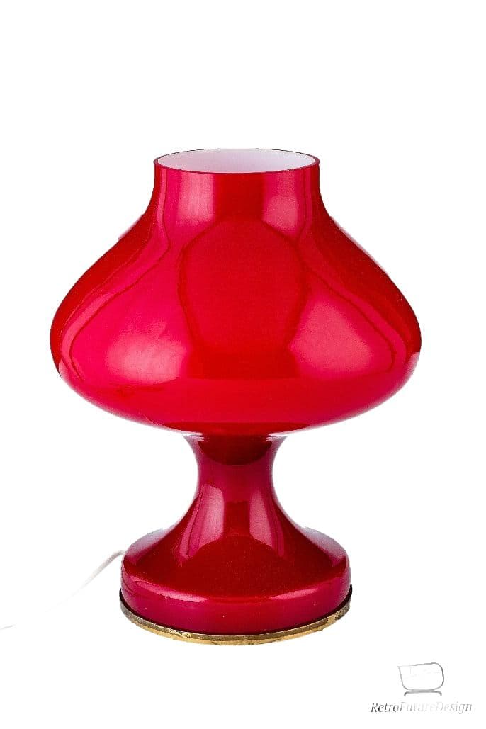 Table lamp, red glass, by S. Tabera, OPP Jihlava, Czechoslovakia, 1970s.