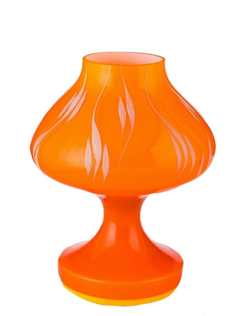 Table Lamp Space Age, orange glass, by S. Tabera, OPP Jihlava, Czechoslovakia, 1970s.
