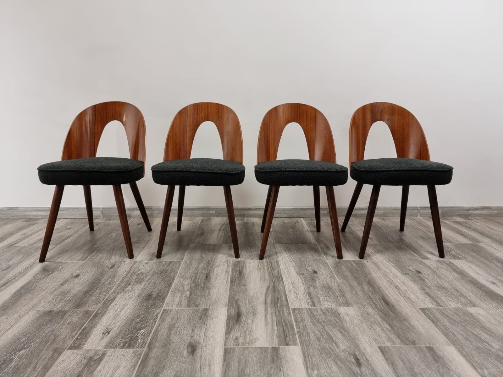 Set of chairs, brown wood, by A. Suman, Tatra Nabytok, Czechoslovakia, 1960s. - 48254
