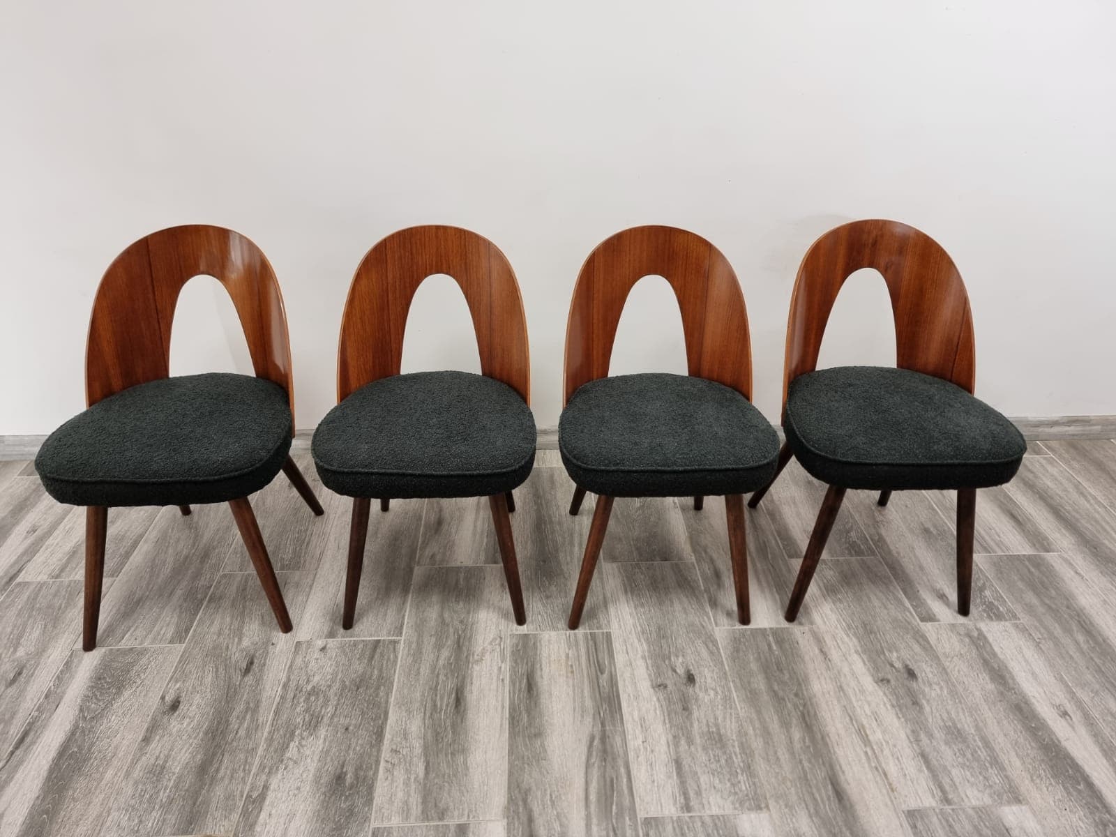 Set of chairs, brown wood, by A. Suman, Tatra Nabytok, Czechoslovakia, 1960s. - 48256