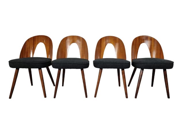 Set of chairs, brown wood, by A. Suman, Tatra Nabytok, Czechoslovakia, 1960s. - DIMENSION