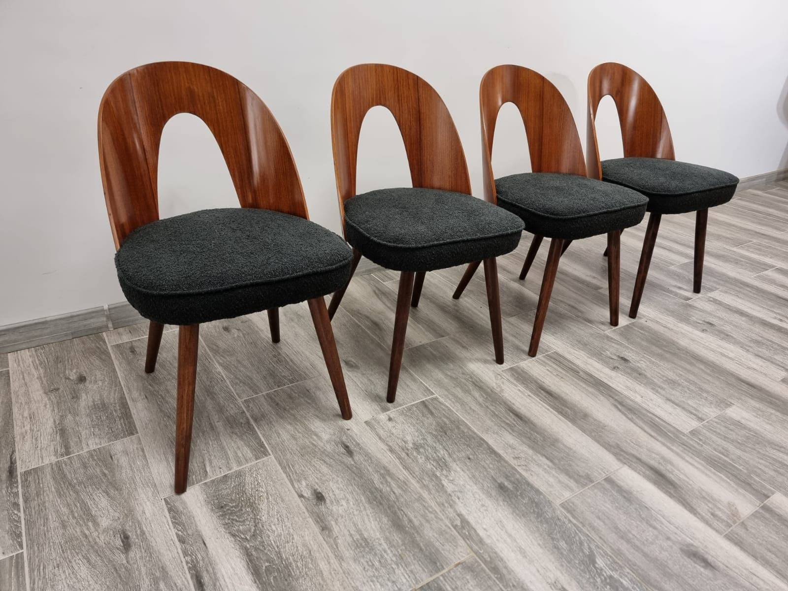 Set of chairs, brown wood, by A. Suman, Tatra Nabytok, Czechoslovakia, 1960s. - 48255