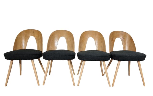 Set of chairs, light brown oak, by A. Suman, Tatra Nabytok, Czechoslovakia, 1960s. - DIMENSION