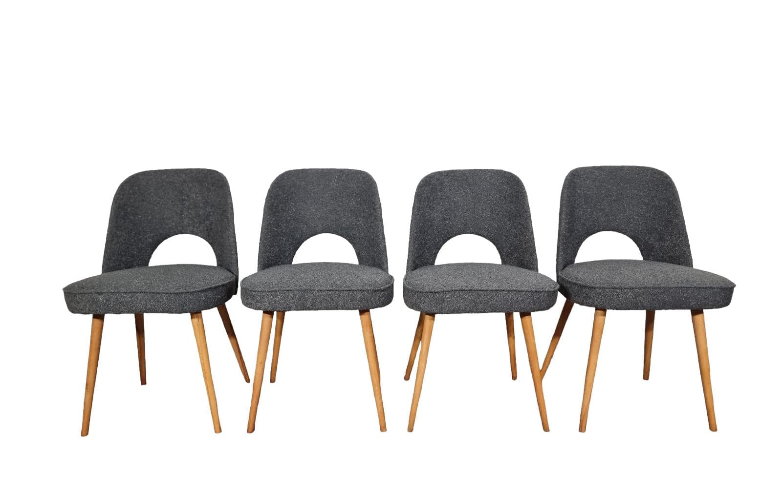 Set of four chairs Tatra, grey, wood, by O. Haerdtl, Tatra Nabytok, Czechoslovakia, 1960s.