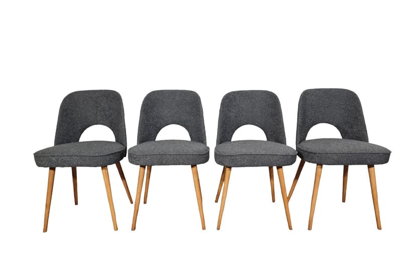 Set of four chairs Tatra, grey, wood, by O. Haerdtl, Tatra Nabytok, Czechoslovakia, 1960s.