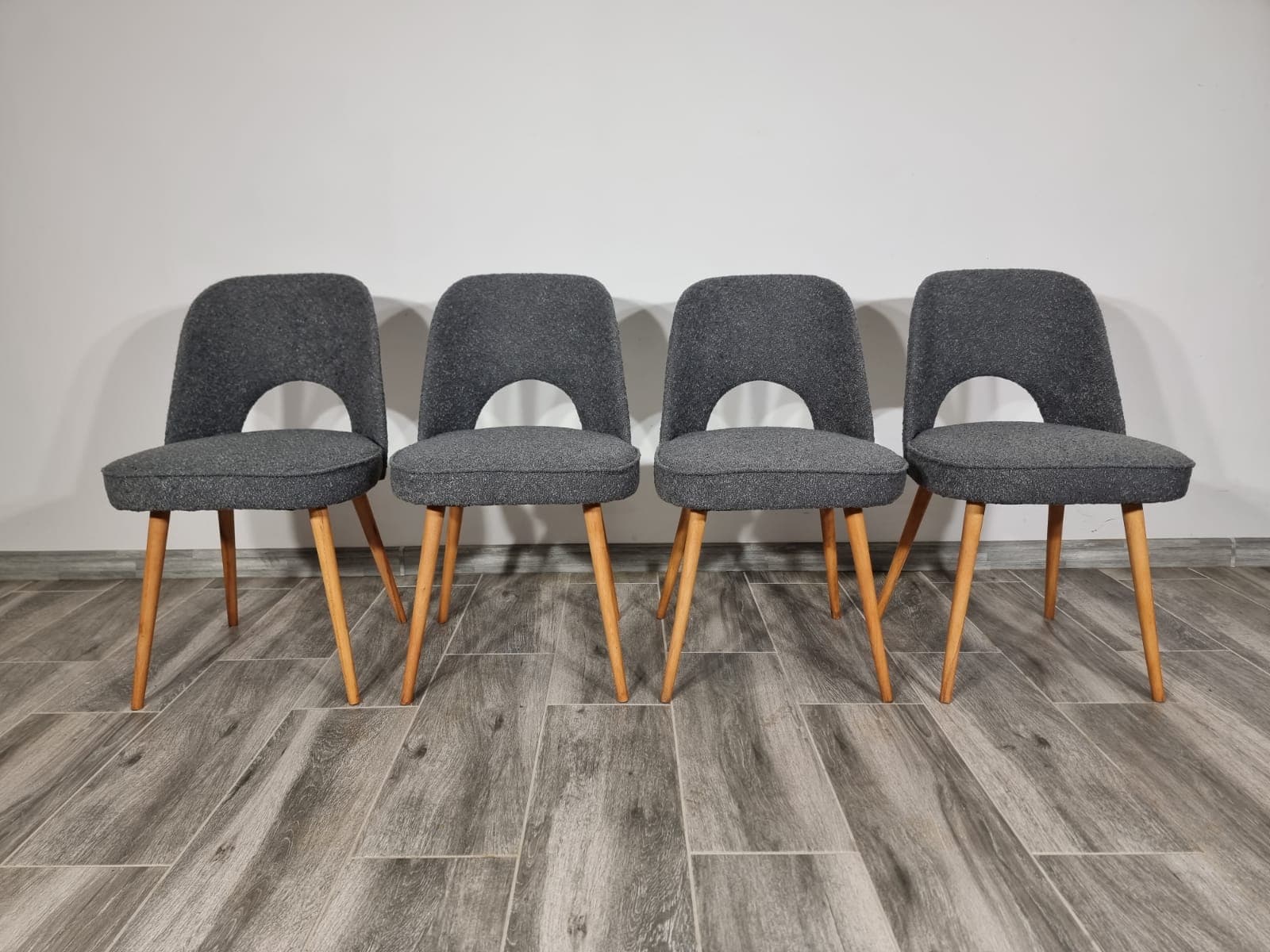 Set of four chairs Tatra, grey, wood, by O. Haerdtl, Tatra Nabytok, Czechoslovakia, 1960s. - 48242