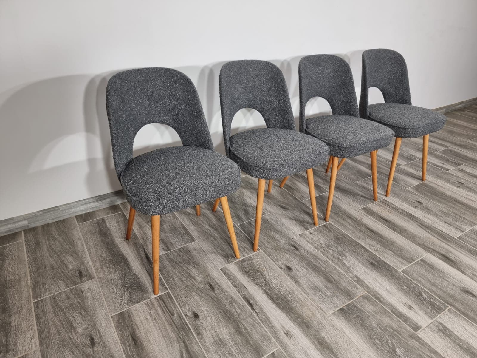 Set of four chairs Tatra, grey, wood, by O. Haerdtl, Tatra Nabytok, Czechoslovakia, 1960s. - 48243