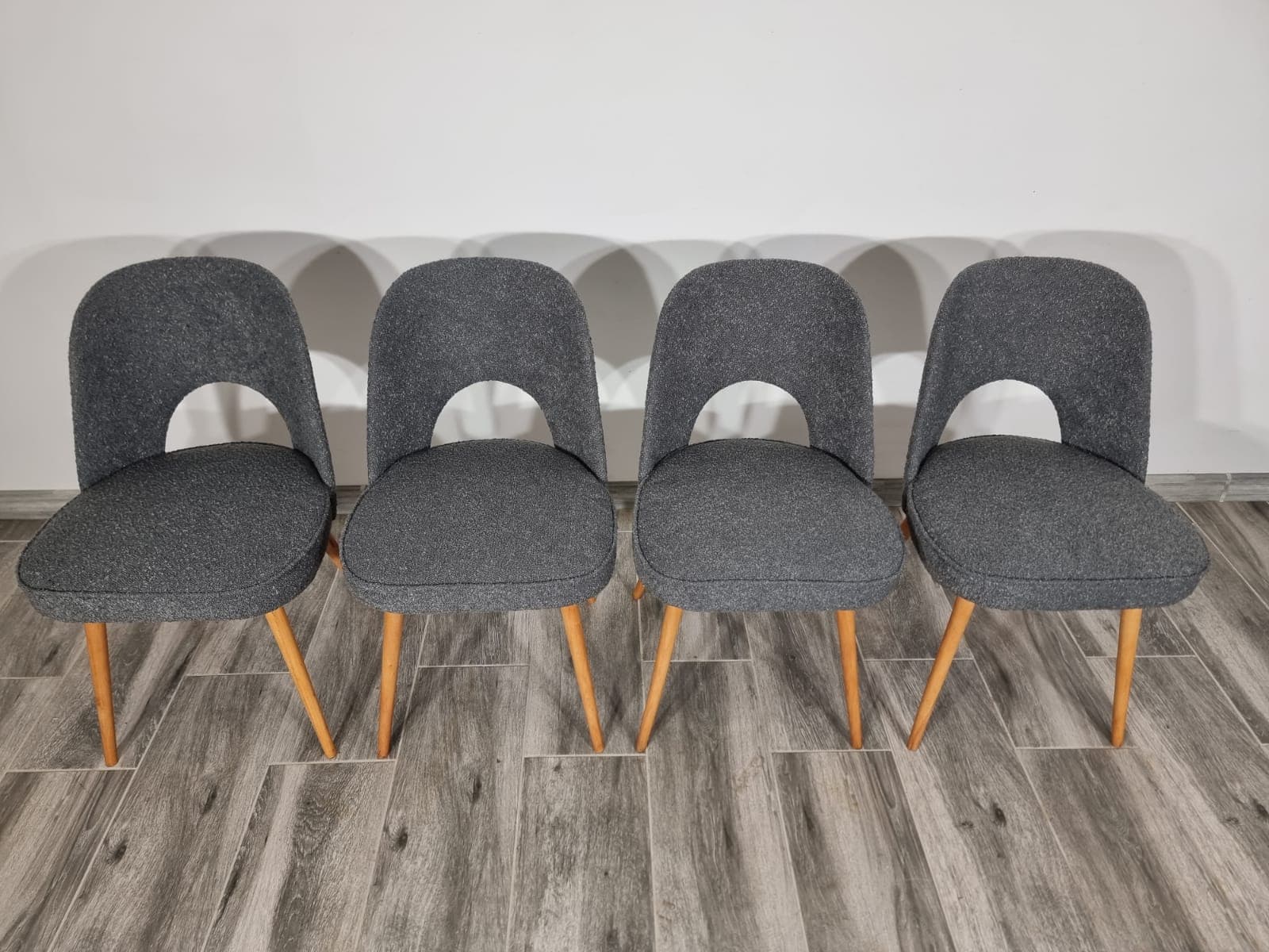 Set of four chairs Tatra, grey, wood, by O. Haerdtl, Tatra Nabytok, Czechoslovakia, 1960s. - 48244