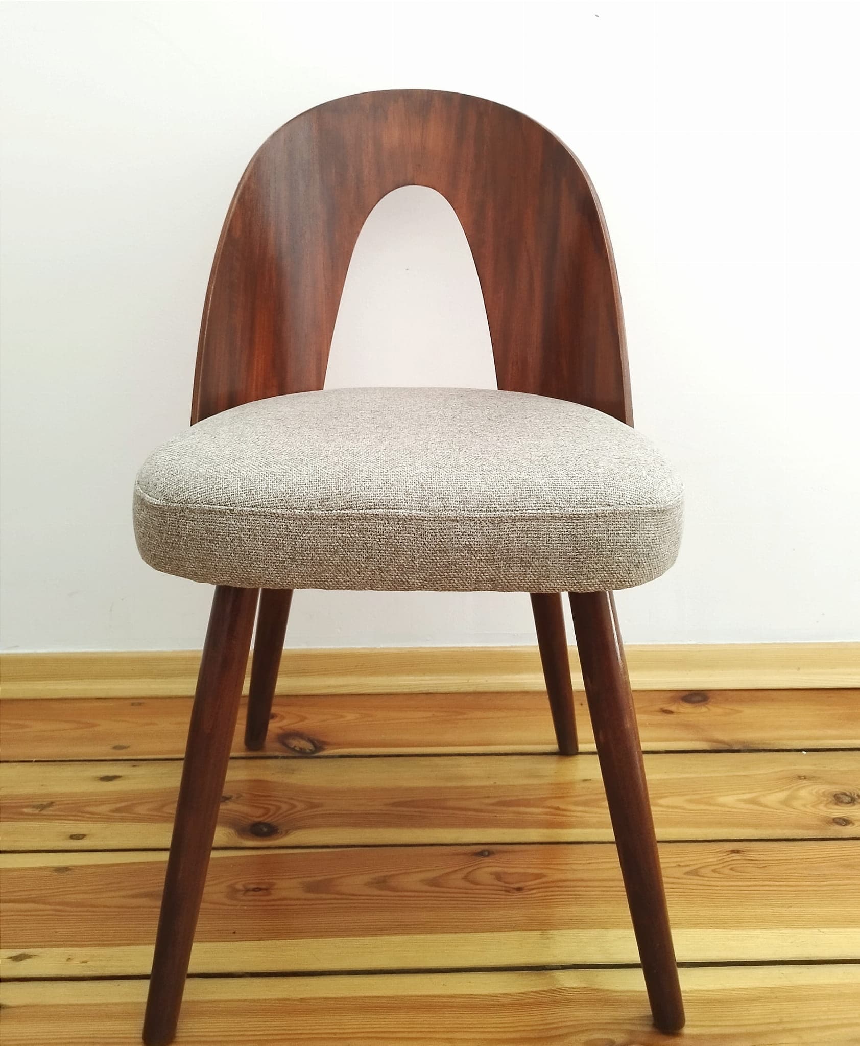 Set of four chairs, walnut, plywood, by A. Šuman, Tatra Nabytok, Czechoslovakia, 1960s. - 102337