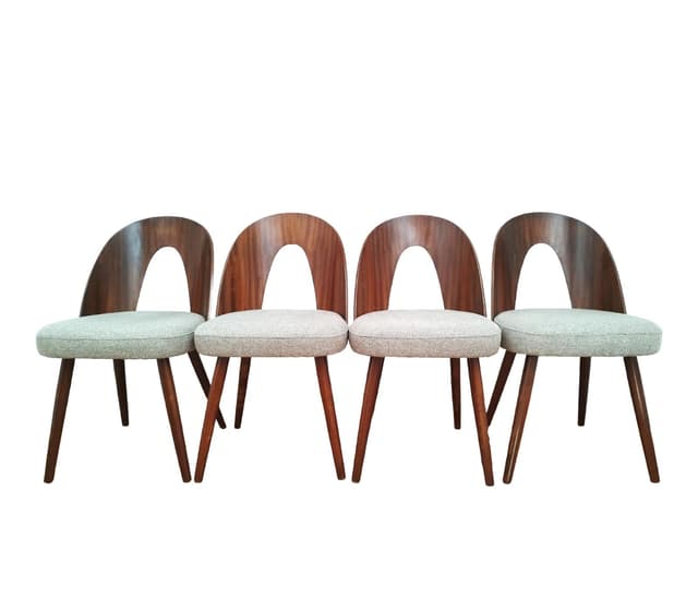 Set of four chairs, walnut, plywood, by A. Šuman, Tatra Nabytok, Czechoslovakia, 1960s. - DIMENSION