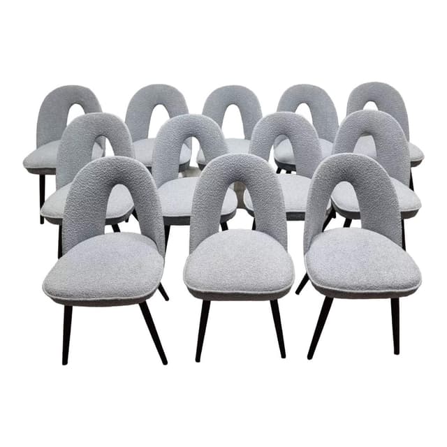 Set of chairs, grey bouclé, by A. Suman, Tatra Nabytok, Czechoslovakia, 1960s. - DIMENSION