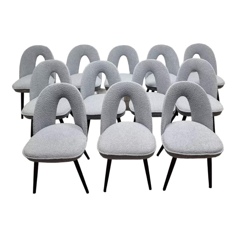 Set of chairs, grey bouclé, by A. Suman, Tatra Nabytok, Czechoslovakia, 1960s.