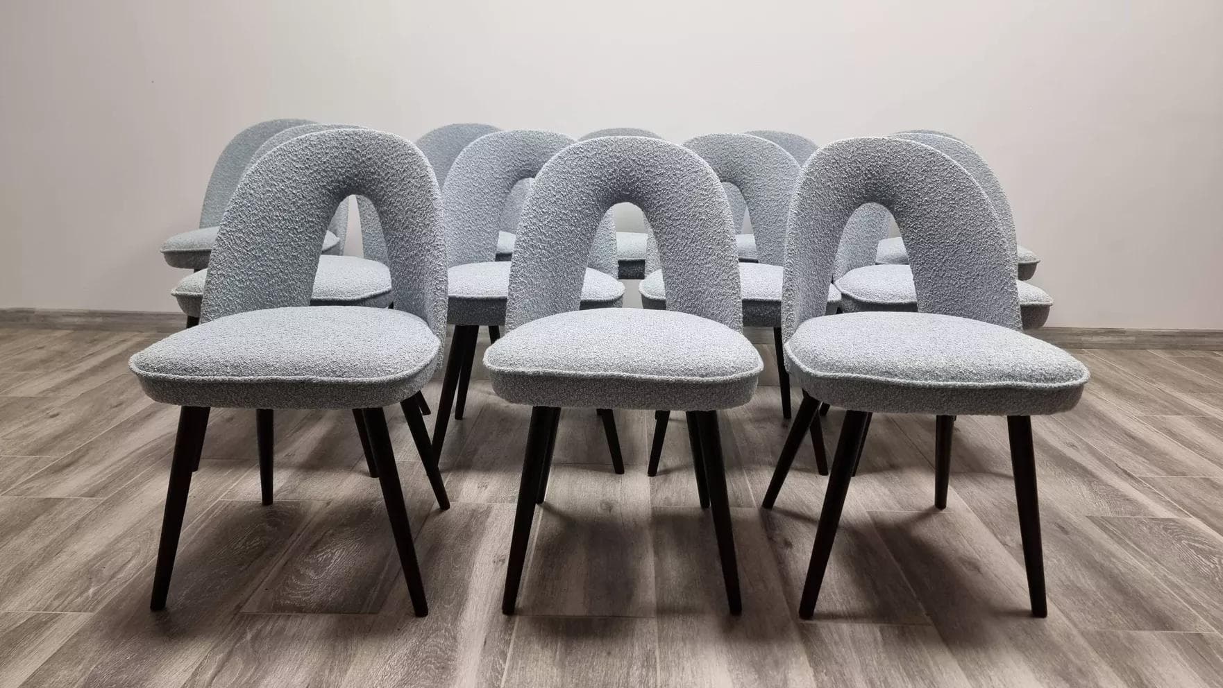 Set of chairs, grey bouclé, by A. Suman, Tatra Nabytok, Czechoslovakia, 1960s. - 48186