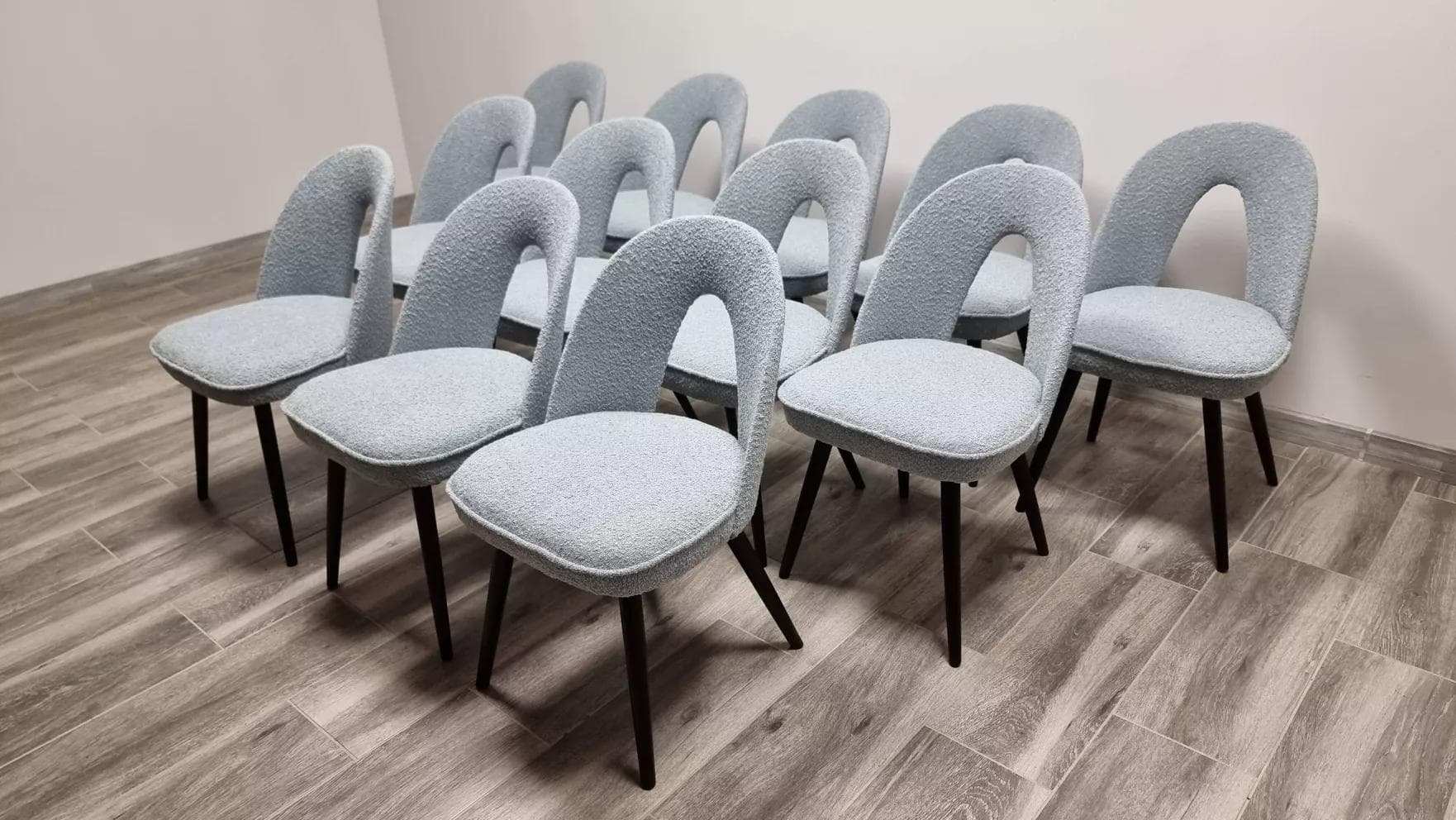 Set of chairs, grey bouclé, by A. Suman, Tatra Nabytok, Czechoslovakia, 1960s. - 48187