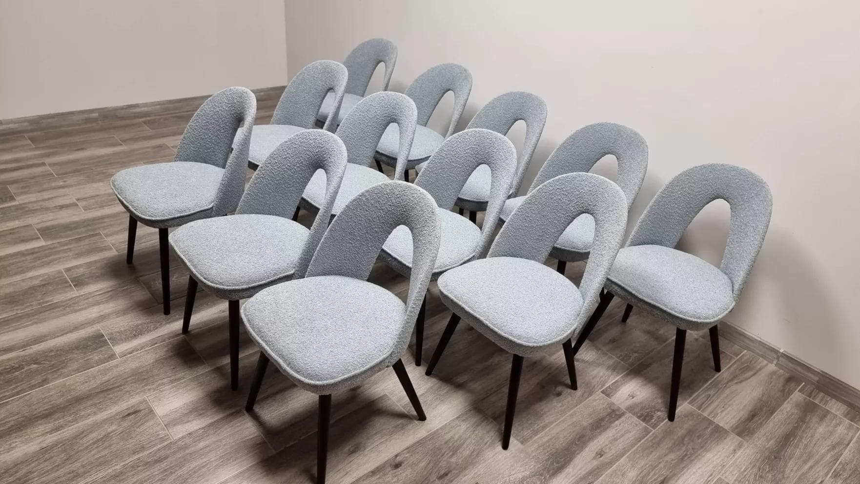 Set of chairs, grey bouclé, by A. Suman, Tatra Nabytok, Czechoslovakia, 1960s. - 48188
