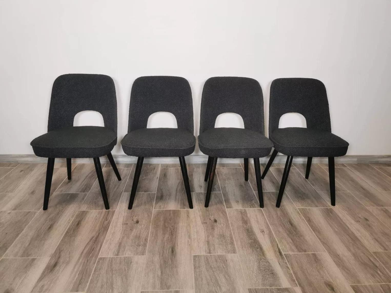 Set of four chairs, black wood, by O. Haerdtl, Tatra Nabytok, Czechoslovakia, 1960s. - 48182