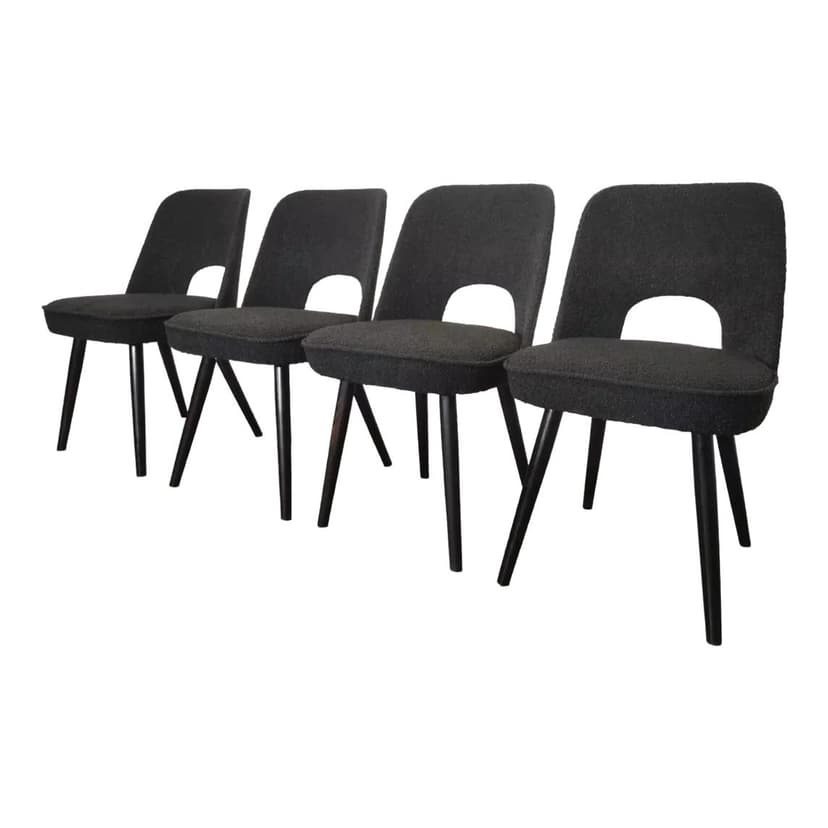 Set of four chairs, black wood, by O. Haerdtl, Tatra Nabytok, Czechoslovakia, 1960s.