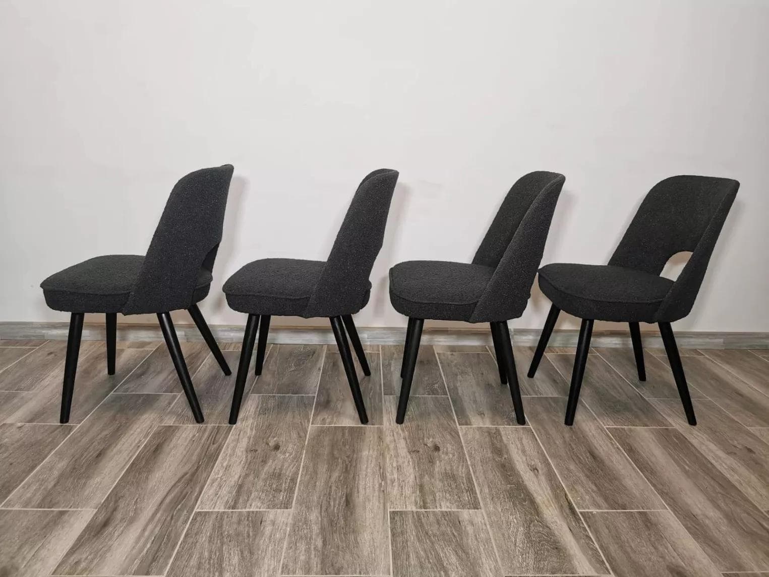 Set of four chairs, black wood, by O. Haerdtl, Tatra Nabytok, Czechoslovakia, 1960s. - 48184